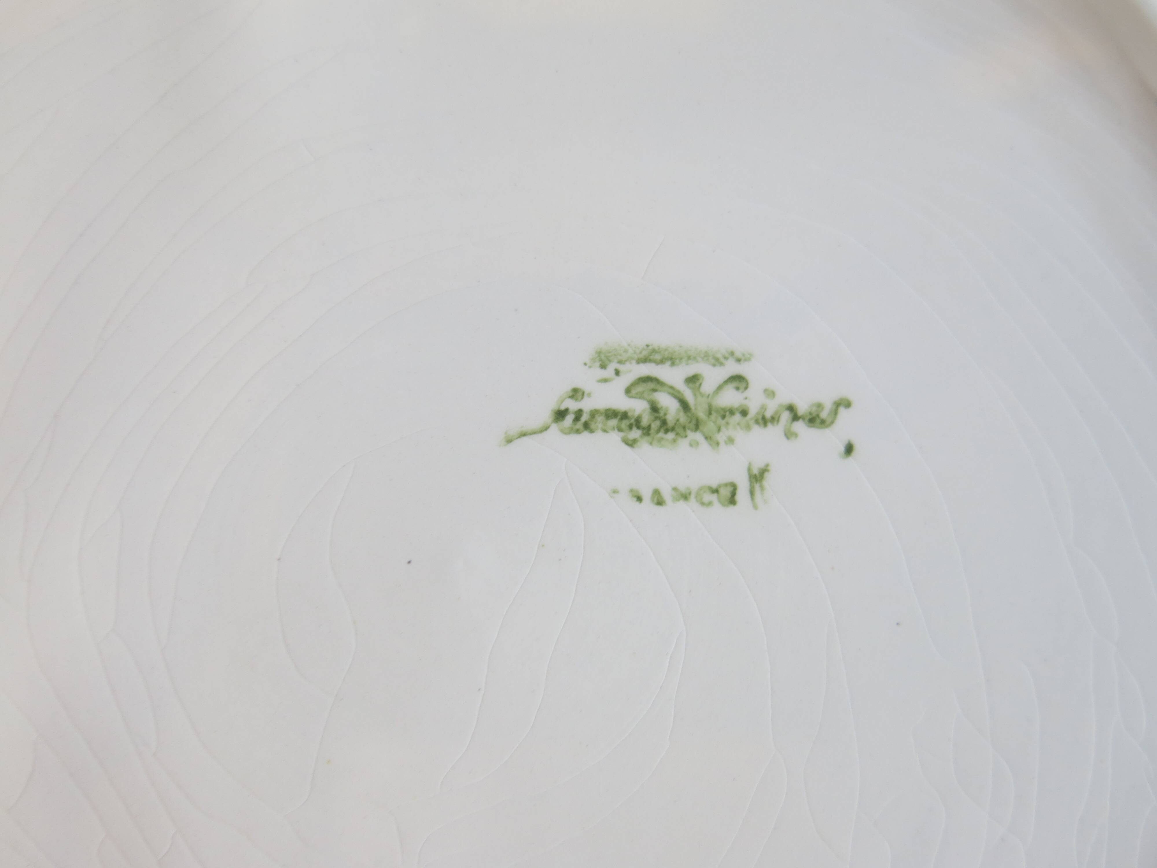 6 white Sarreguemines compartment plates