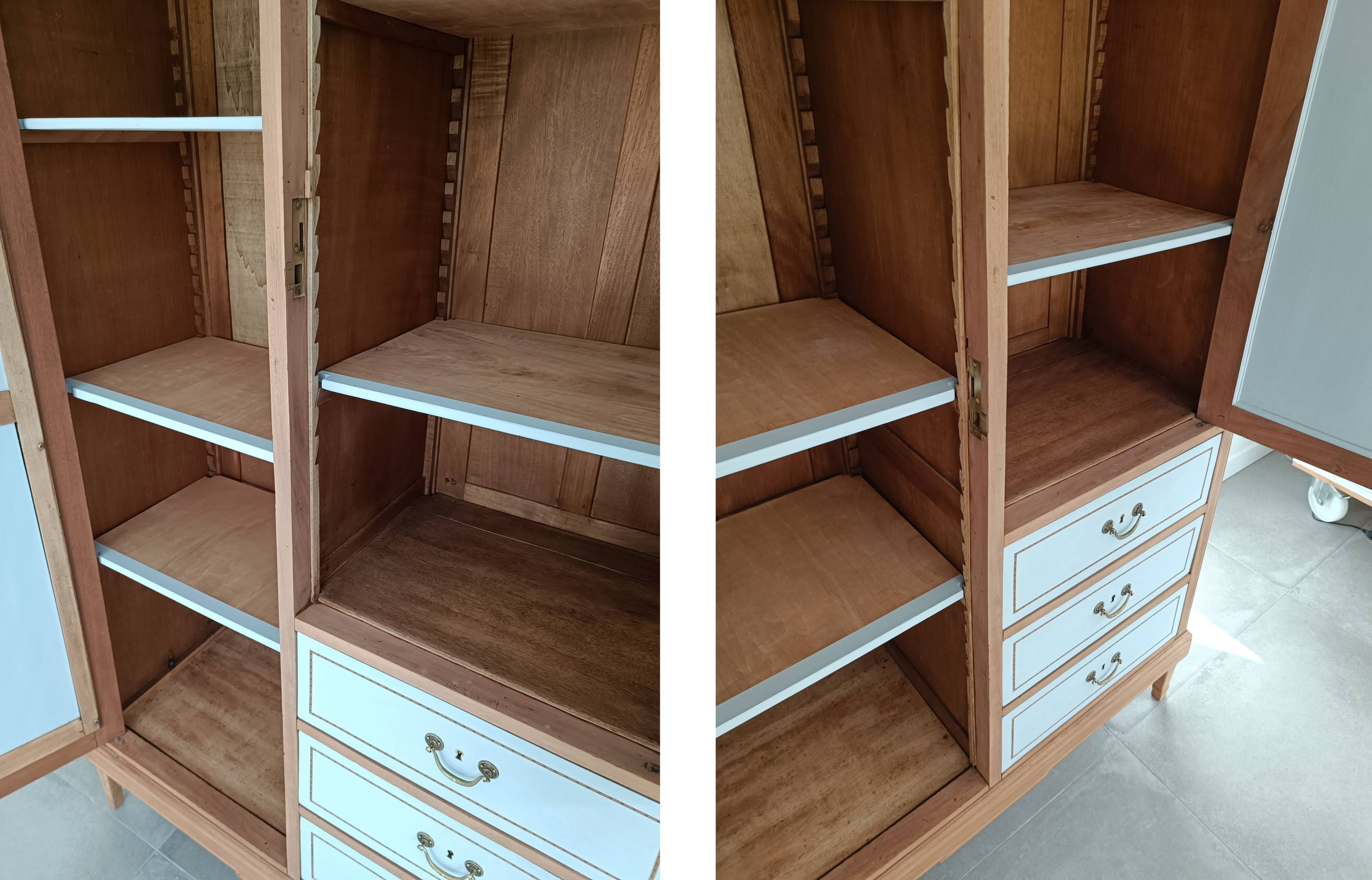 Family wardrobe, marquetry net, early 20th century.