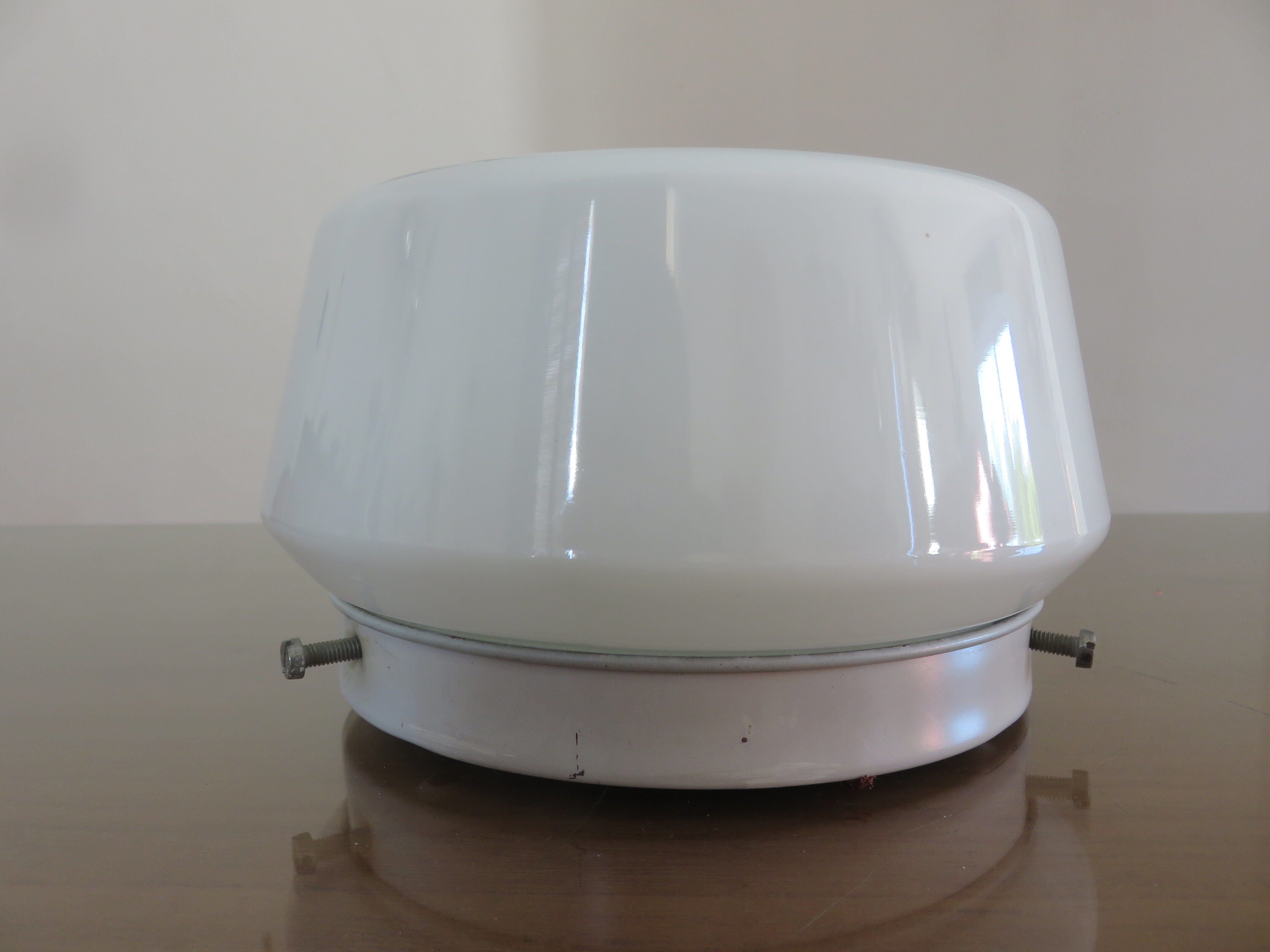 Ceiling lamp in opaline and lacquered metal 60s 70s
