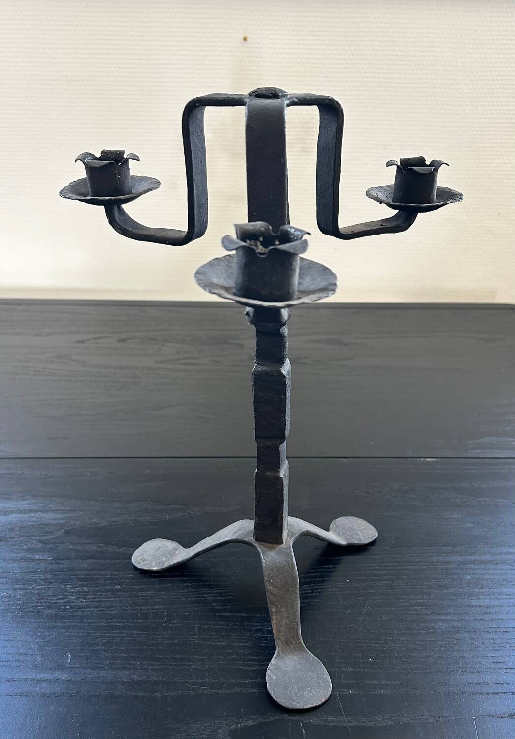 Brutalist wrought iron candlestick