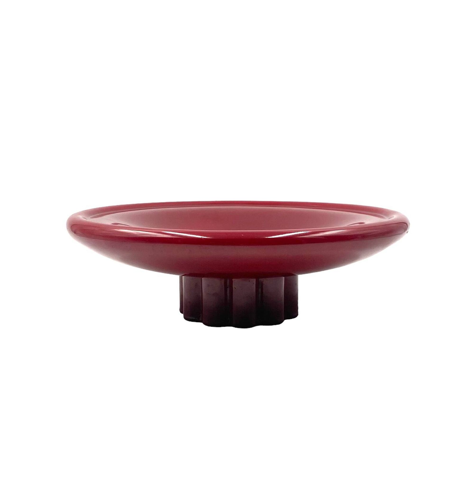 Paul Millet, Modern red vide poche / centerpiece, Sevres France 1930s