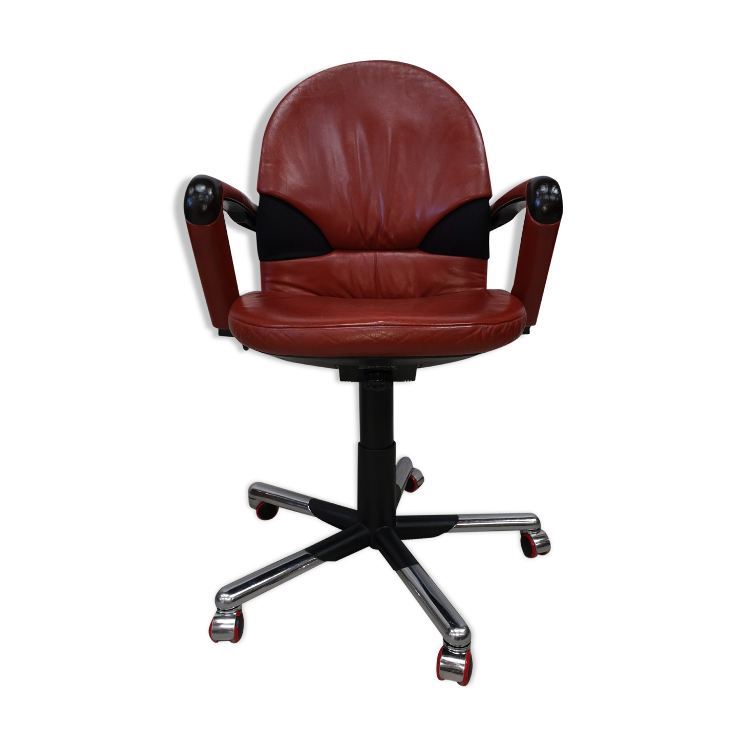 Mario Bellini office armchair for Vitra vintage havana leather