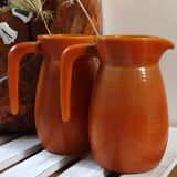 Two vintage arcopal volcano pitchers