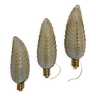 Glass and bronze wall lights from the 40s