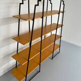 Étagère bibliothèque bois et métal design des années 80