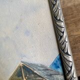 Watercolor 1920, silver carved wooden frame