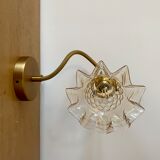 Wall lamp flexible cable tulip vintage amber glass