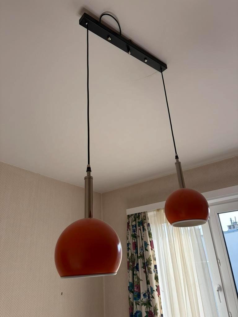 Vintage orange eye ball / suspension with 2 light points.