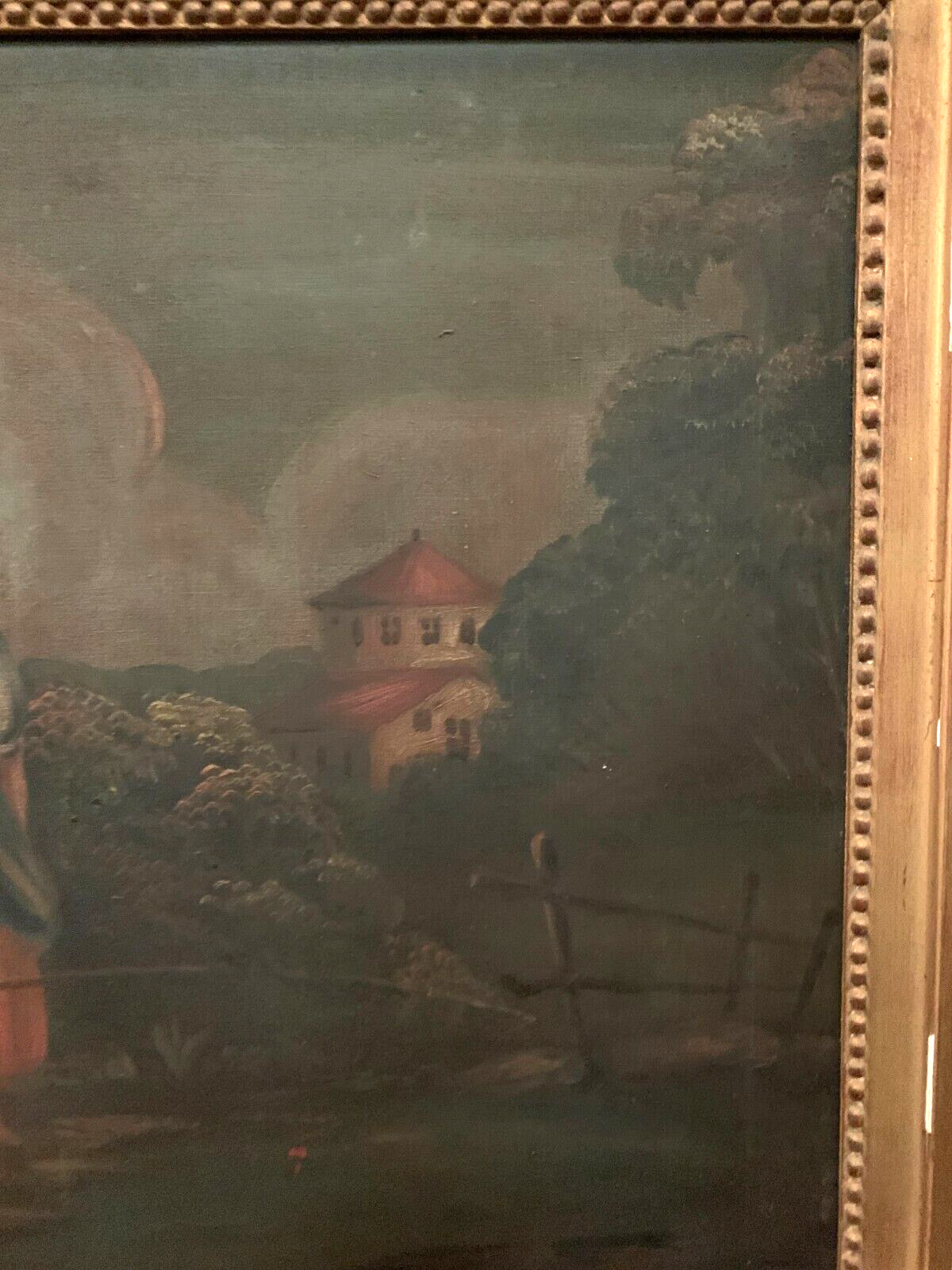 Louis XVI style Trumeau in patinated and gilded wood