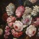 Peinture de nature morte ovale italienne antique du XVIIIe siècle