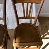 Set of 5 beech wood bistro chairs from the 1950s