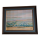 Old painting in oil on canvas depicting a seaside.