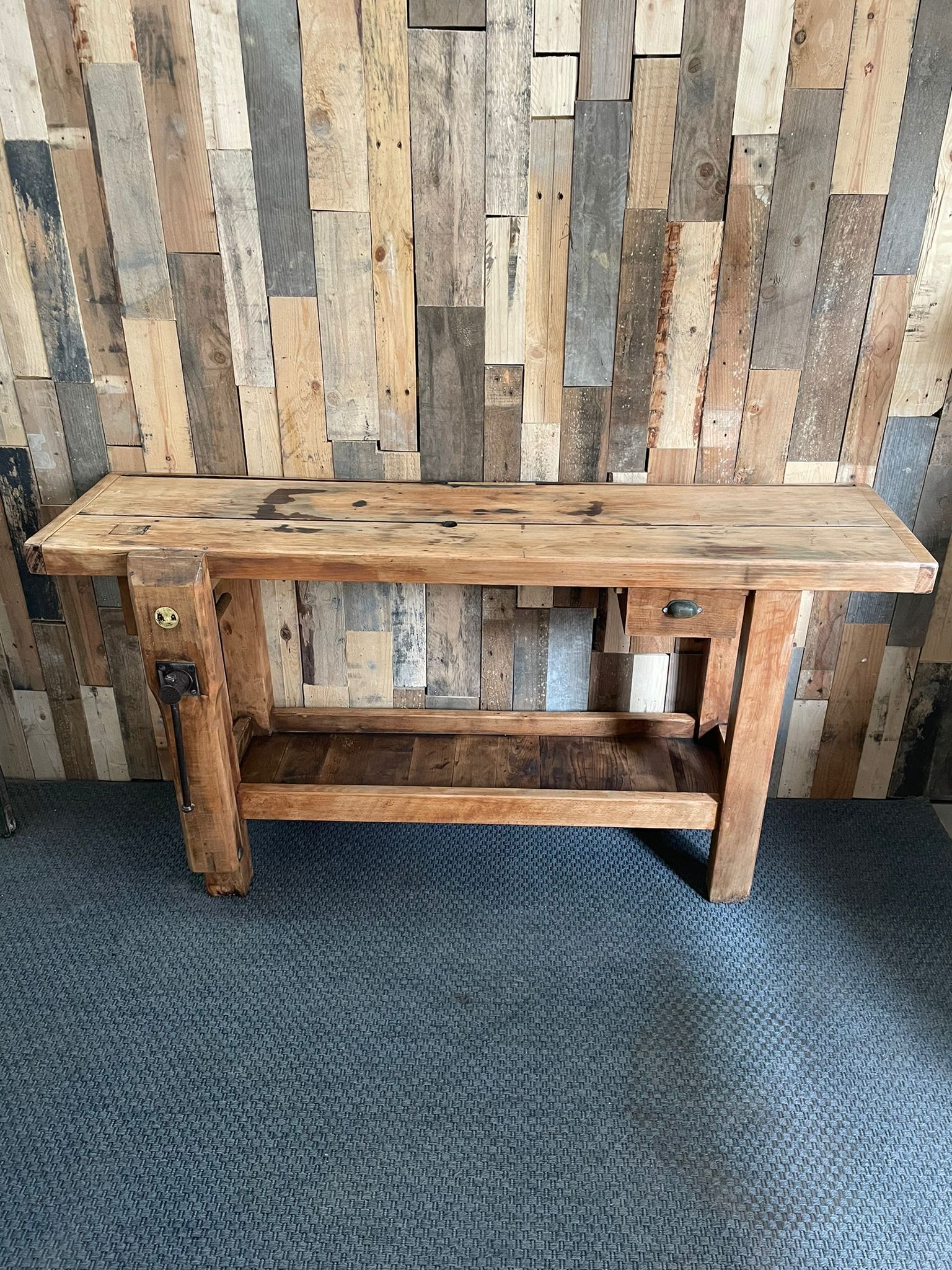 Old carpenter's wooden workbench 1960