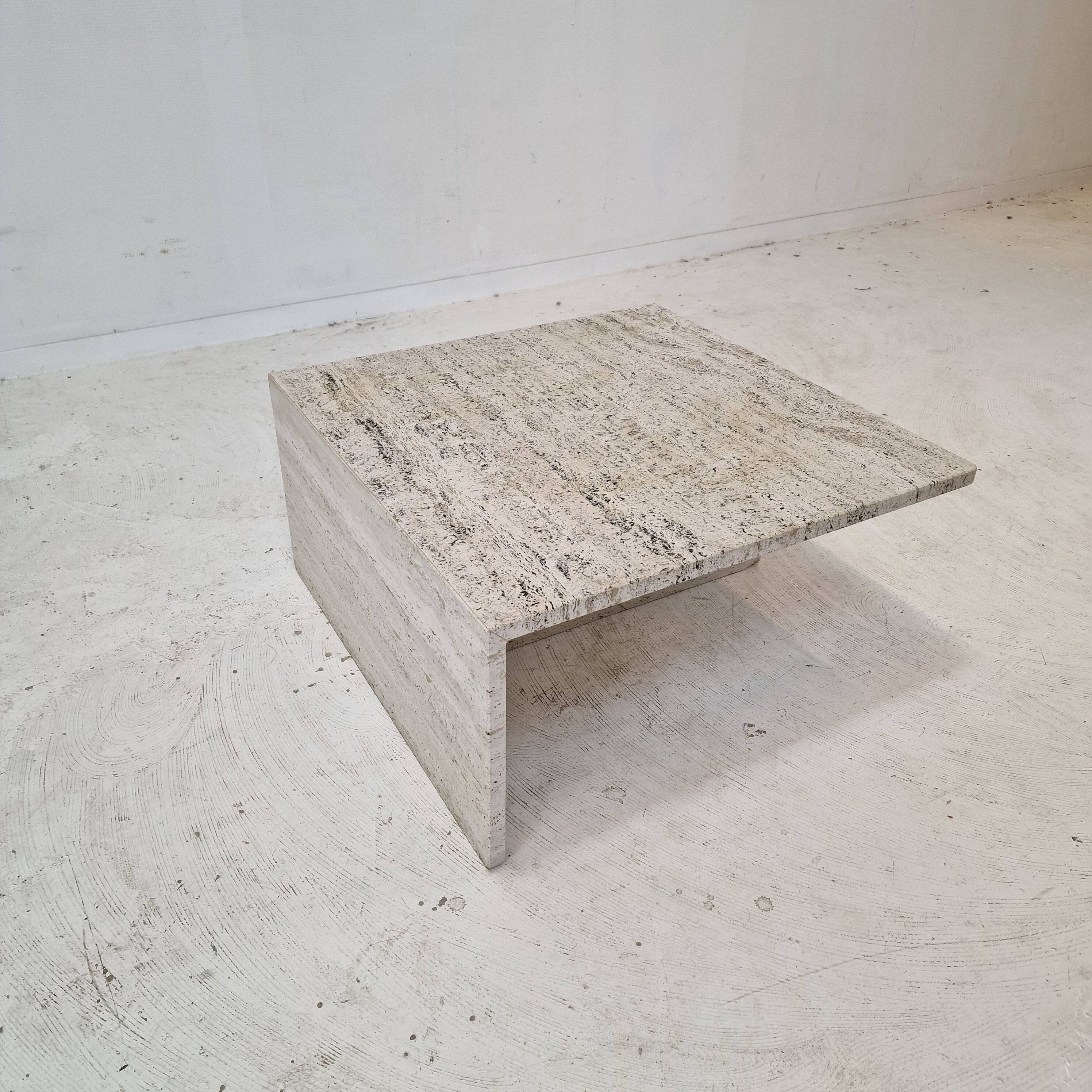 Square Travertine Coffee Table by Up & Up Italy, 1970s