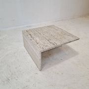 Table Basse Carrée en Travertin par Up & Up Italy, 1970s