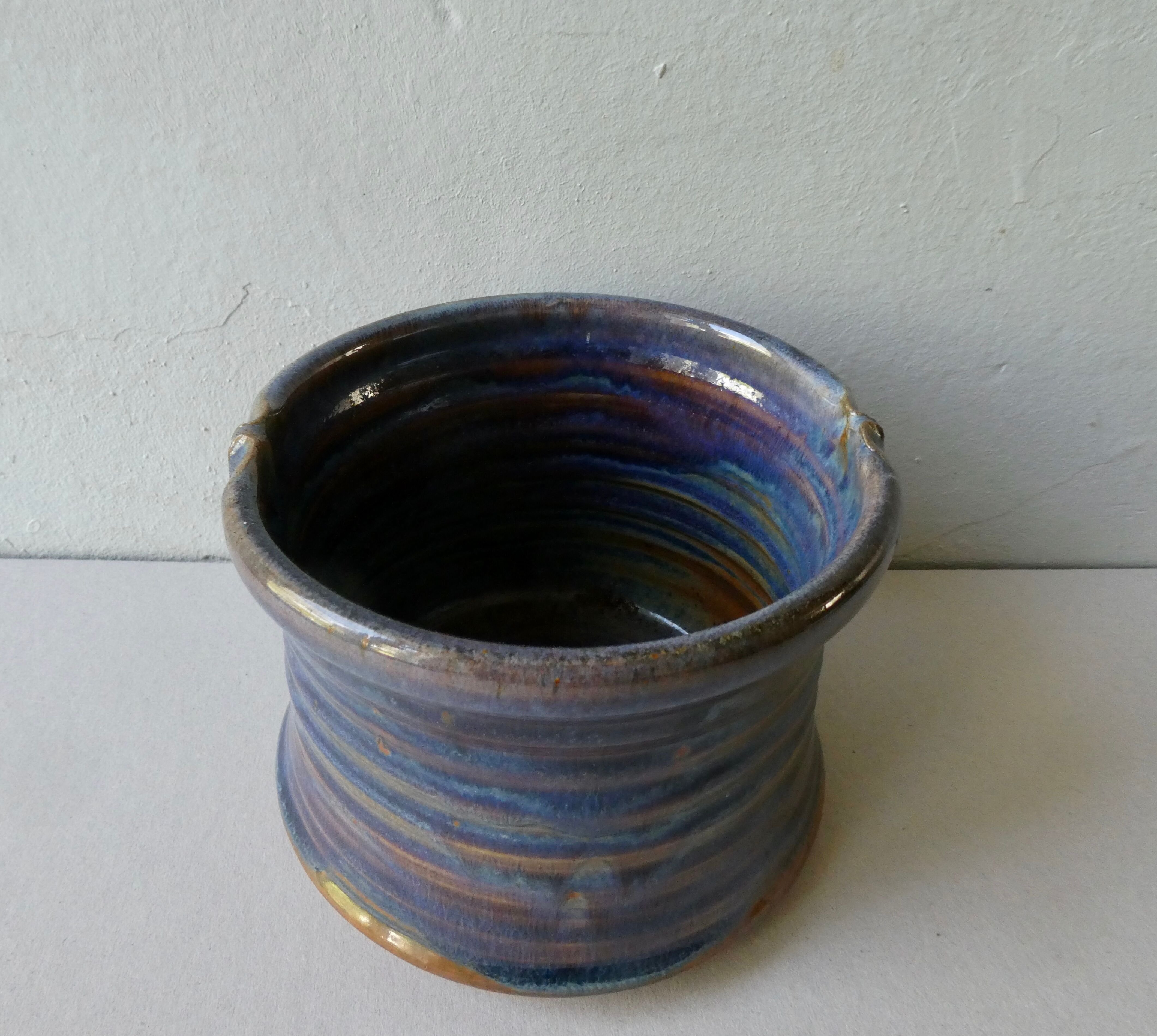 Enamelled sandstone pot cover by Alain Magne, the Borne