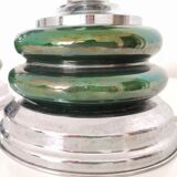 Pair mid century Portuguese ceramic and glass table lamps