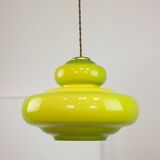 Mid-Century Italian Green Glass and Brass Pendant Lamp