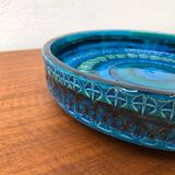 Large bowl in Rimini Blu pottery in mid-century style by Aldo Londi for Bitossi, Italy, 1960s.