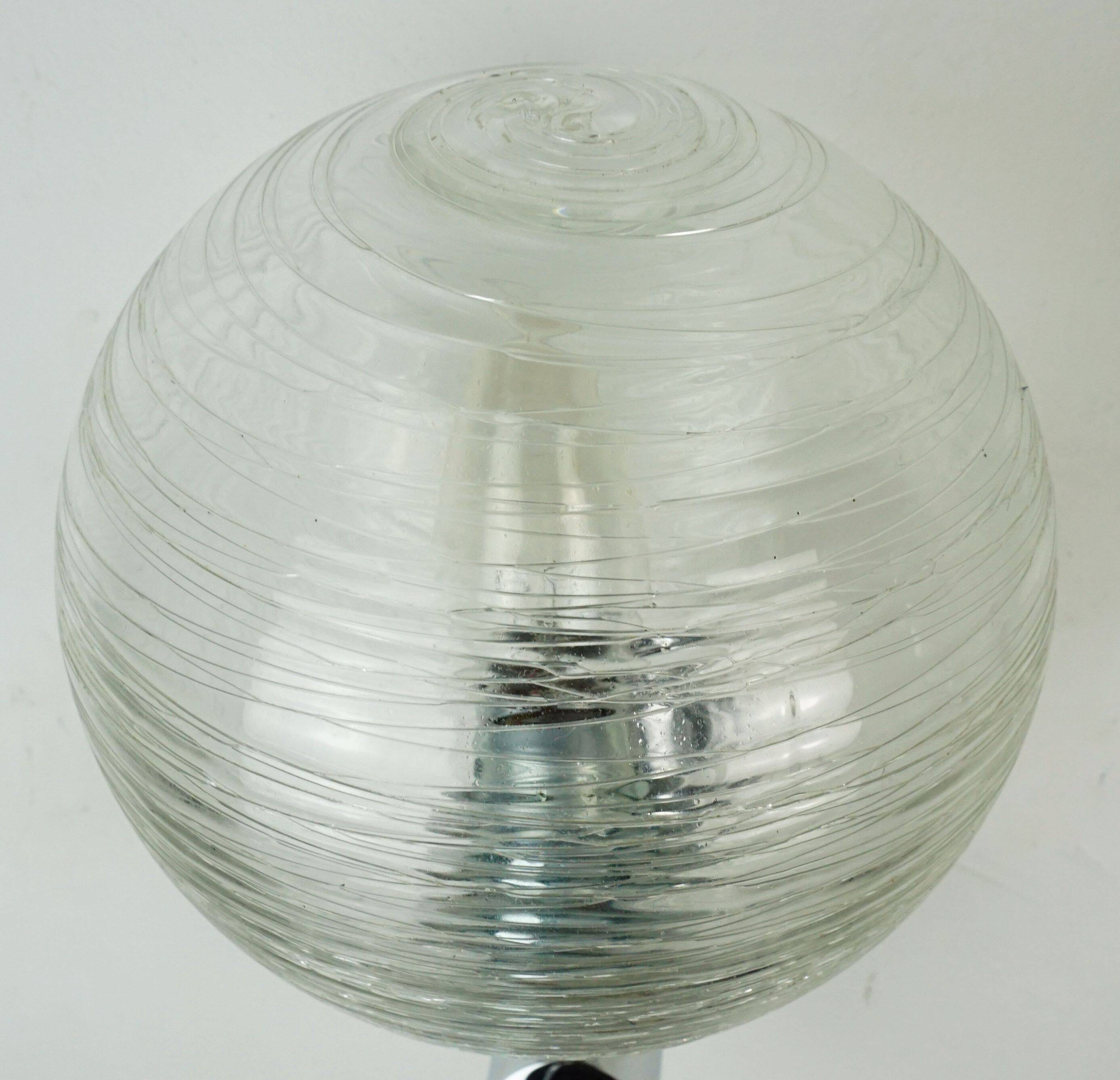 Pair of vintage wall lights structured glass and chrome 1970/80