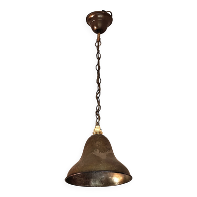 Suspension  abat-jour en laiton - lustre cloche métal bronzé