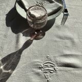 GR embroidered rectangle tablecloth with 7 matching damask towels