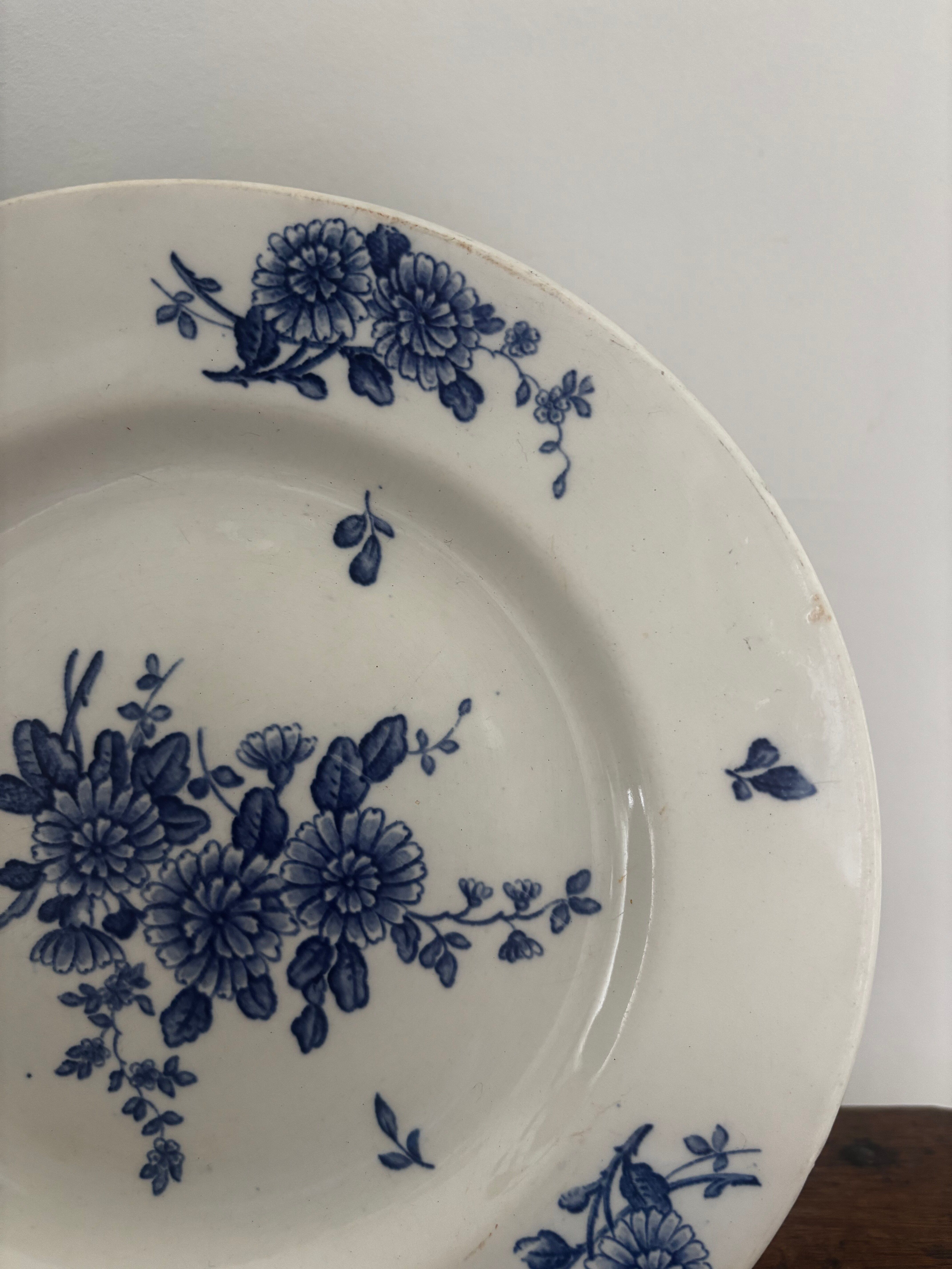Old flat plate KG Luneville Blue Flowers