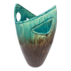 Vase Accolay signé J C en céramique Marron, Bleu France Vintage Design 1960