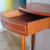 Set of 2 half-moon console tables with drawer - cherry wood - Louis Philippe style