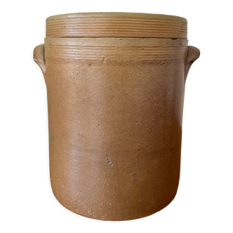 Stoneware mustard pot with lid