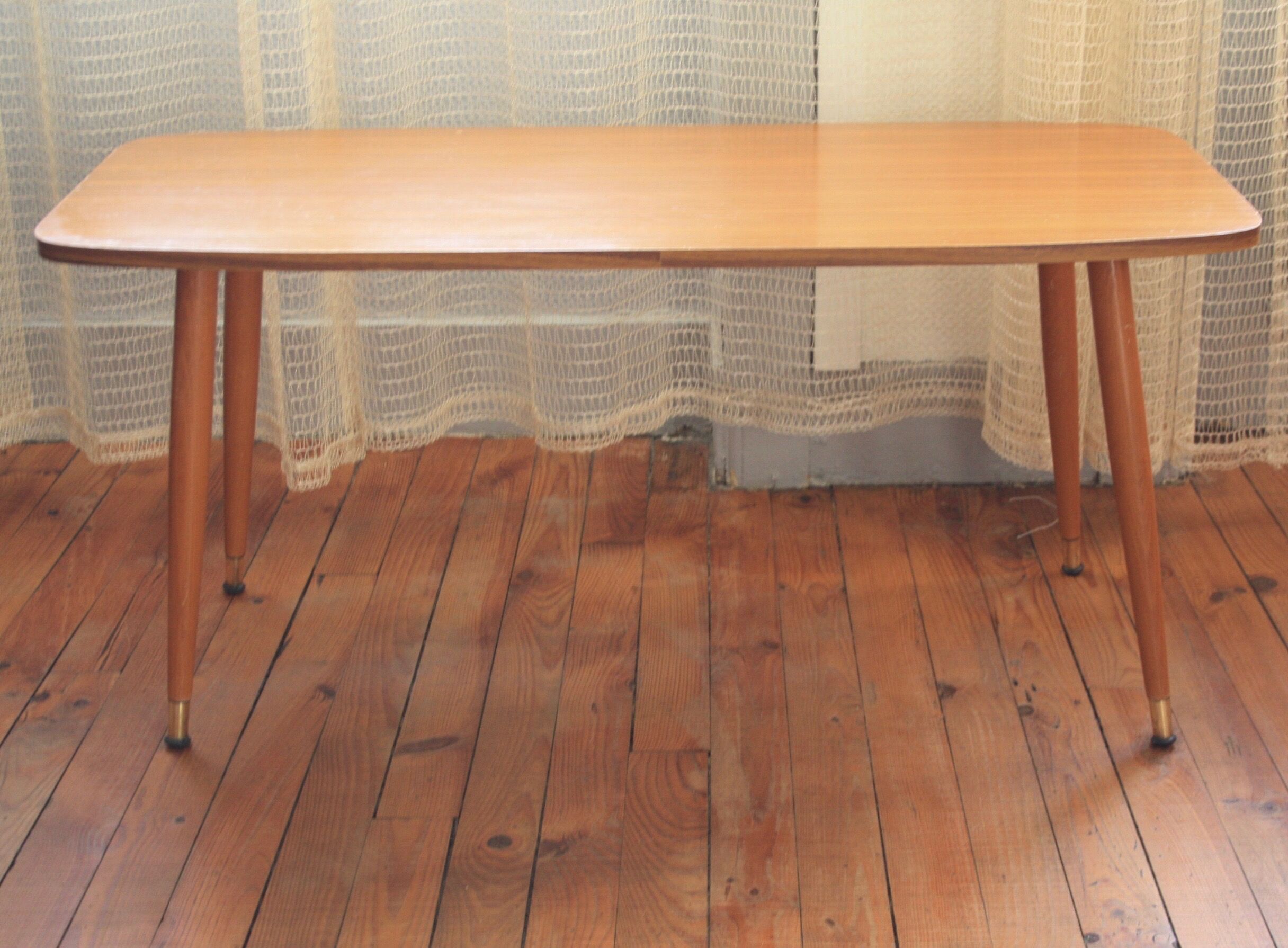 Coffee table wood compass feet