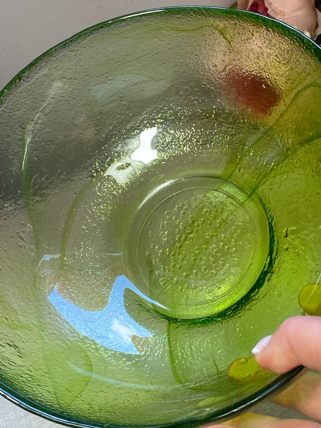 Saladier en verre vert