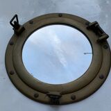 Old window mirror in 70s golden brass 29cm