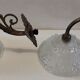 Duo d' appliques en bronze et verre