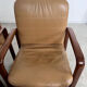 Lot 6 chairs armrests vintage 70s Scandinavian design leather and wood
