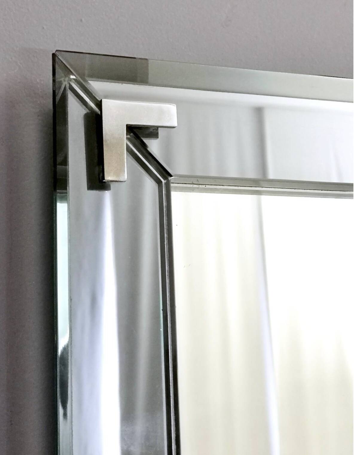 Mirror from Fontana Arte with Square Metal and Mirrored Frame, Italy 1960s