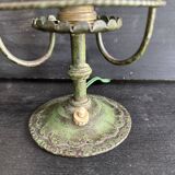 Antique patinated green metal lamp, Art Nouveau style, early 20th century.