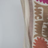 Vintage Suzani Pastel Tablecloth - Uzbek Embroidery Wall Hanging Decor