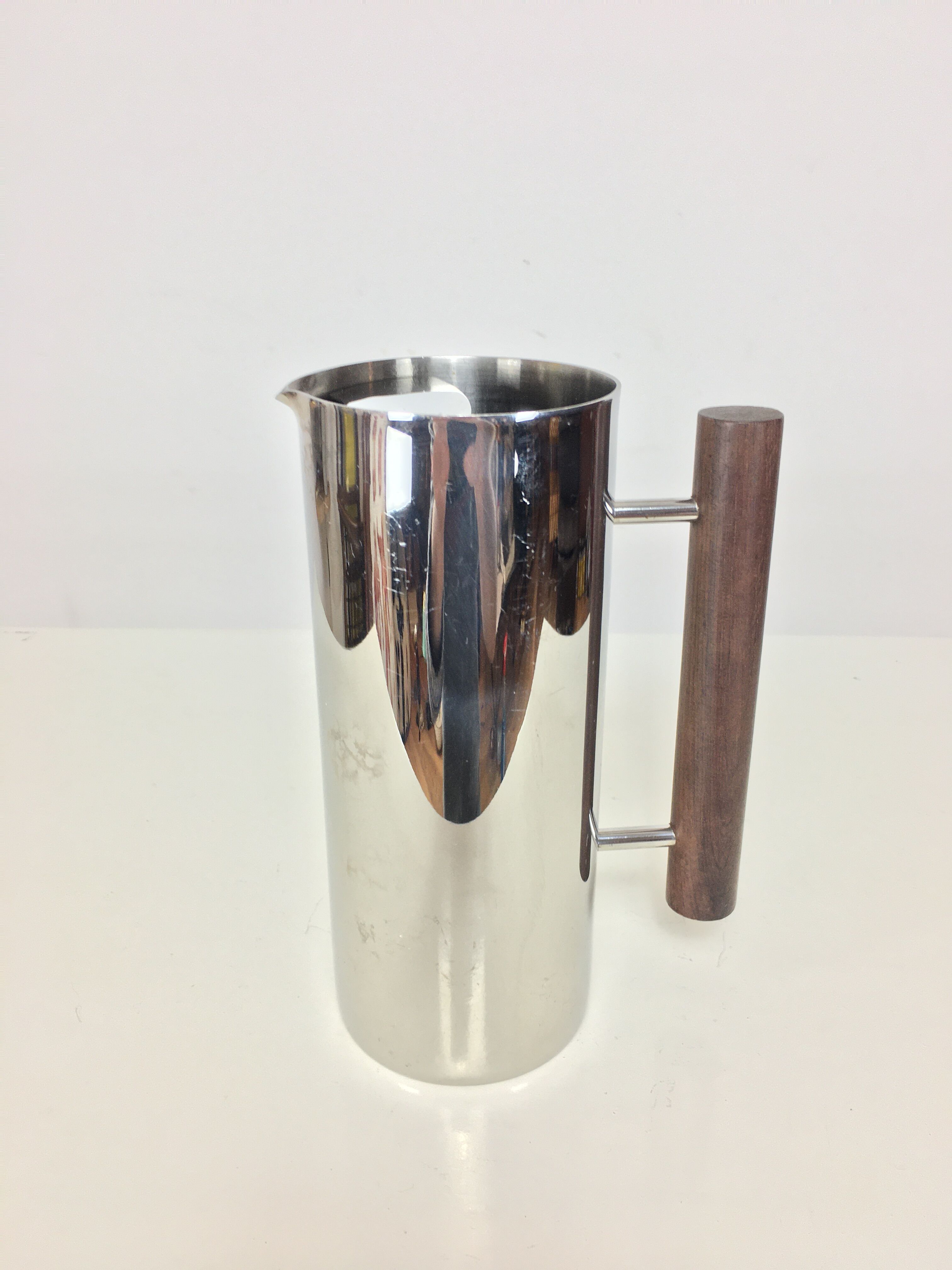 Scandinavian pitcher by Guy Degrenne, stainless steel and wood