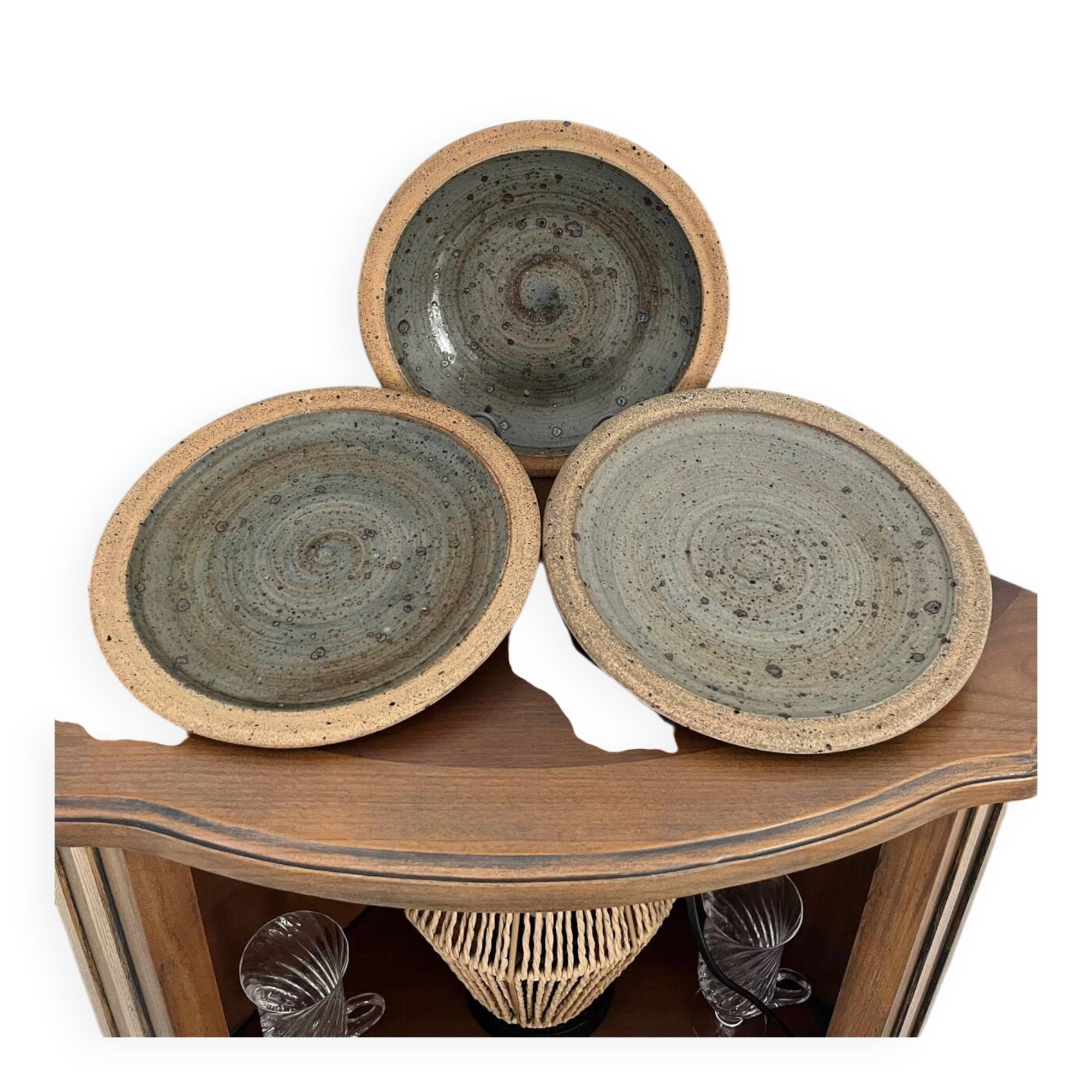 Set of stoneware plates signed by Pierre Digan – La Borne
