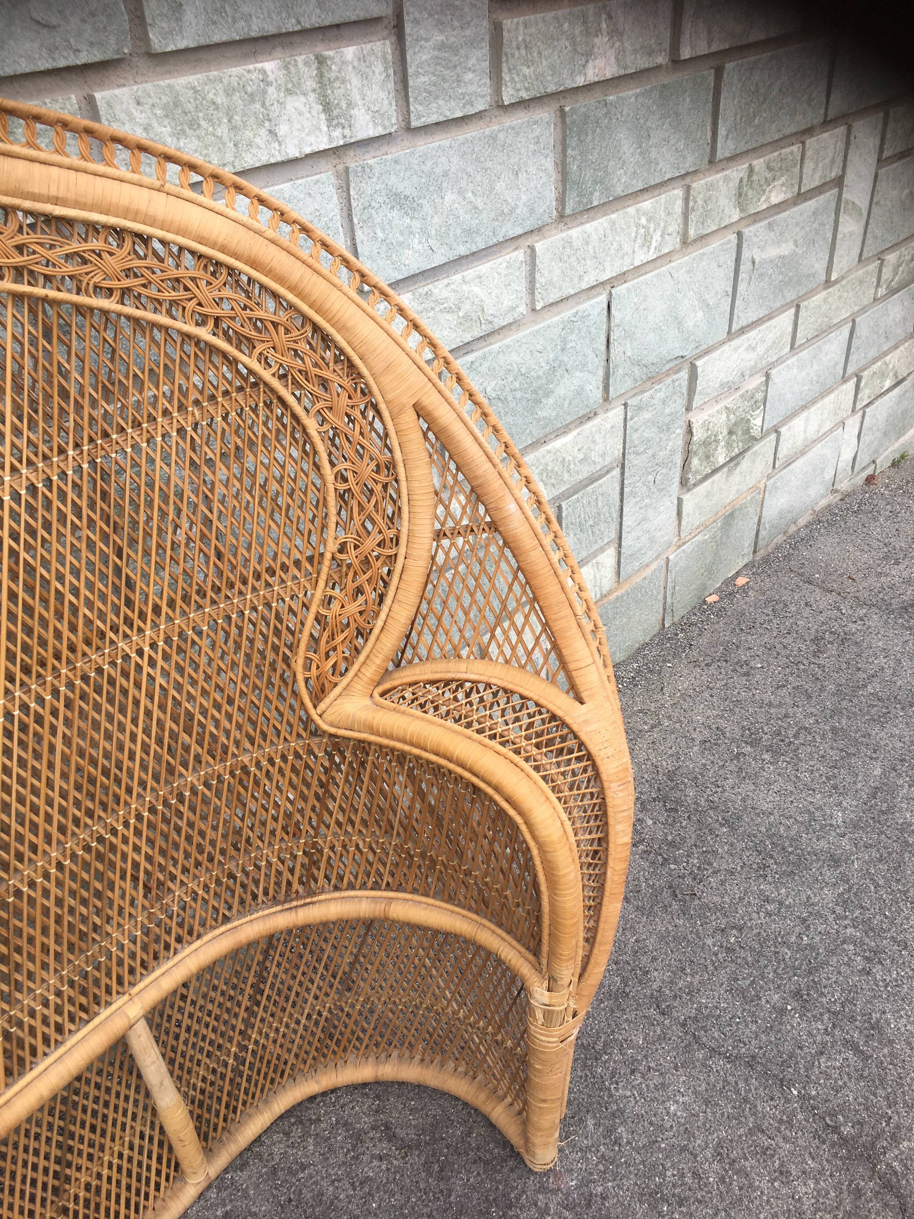 Vintage rattan headboard from the 1970s