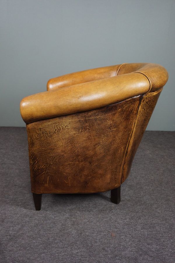 Fauteuil club en cuir de mouton