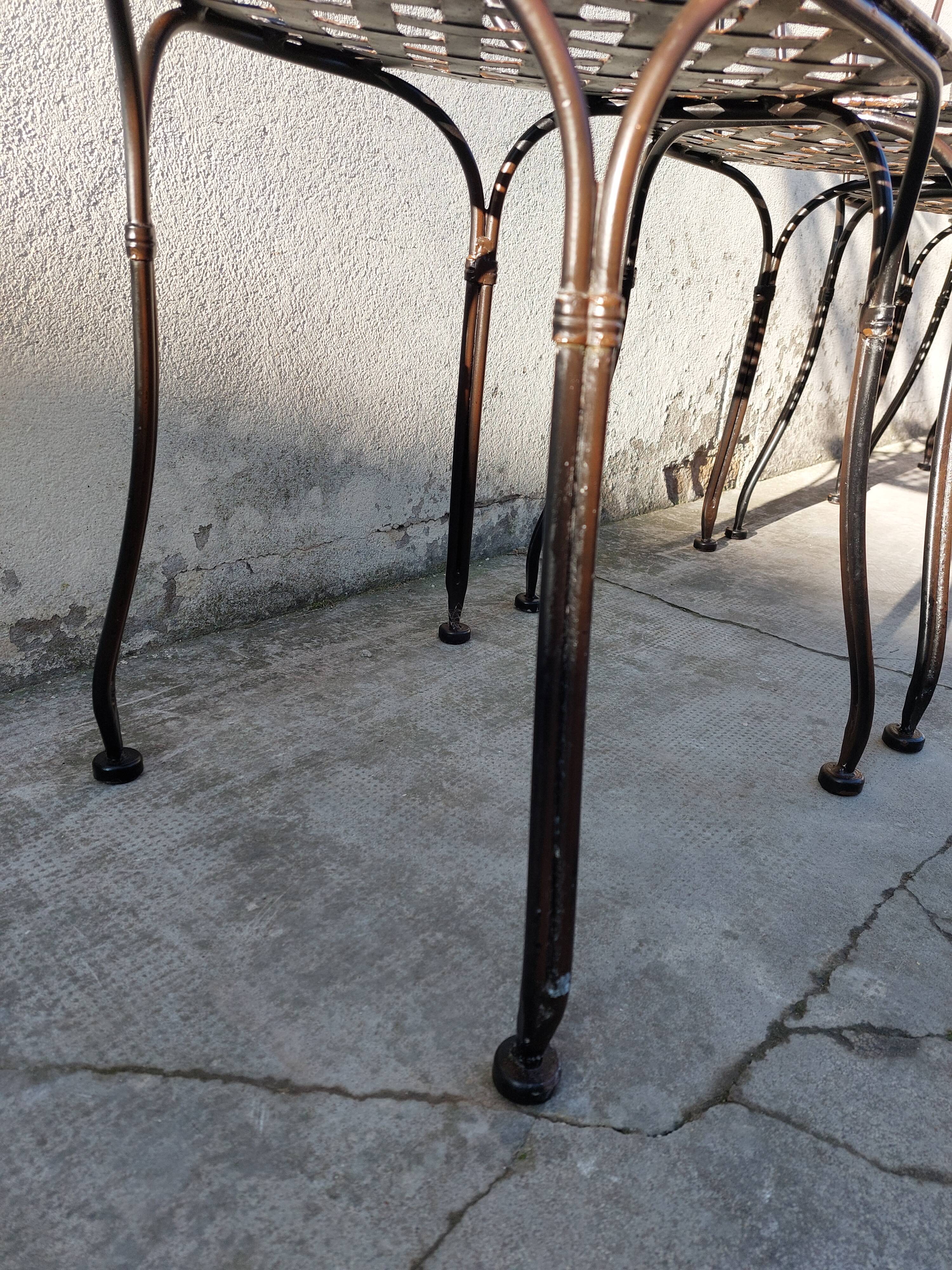 Série de 4 chaises de jardin en fer forgé