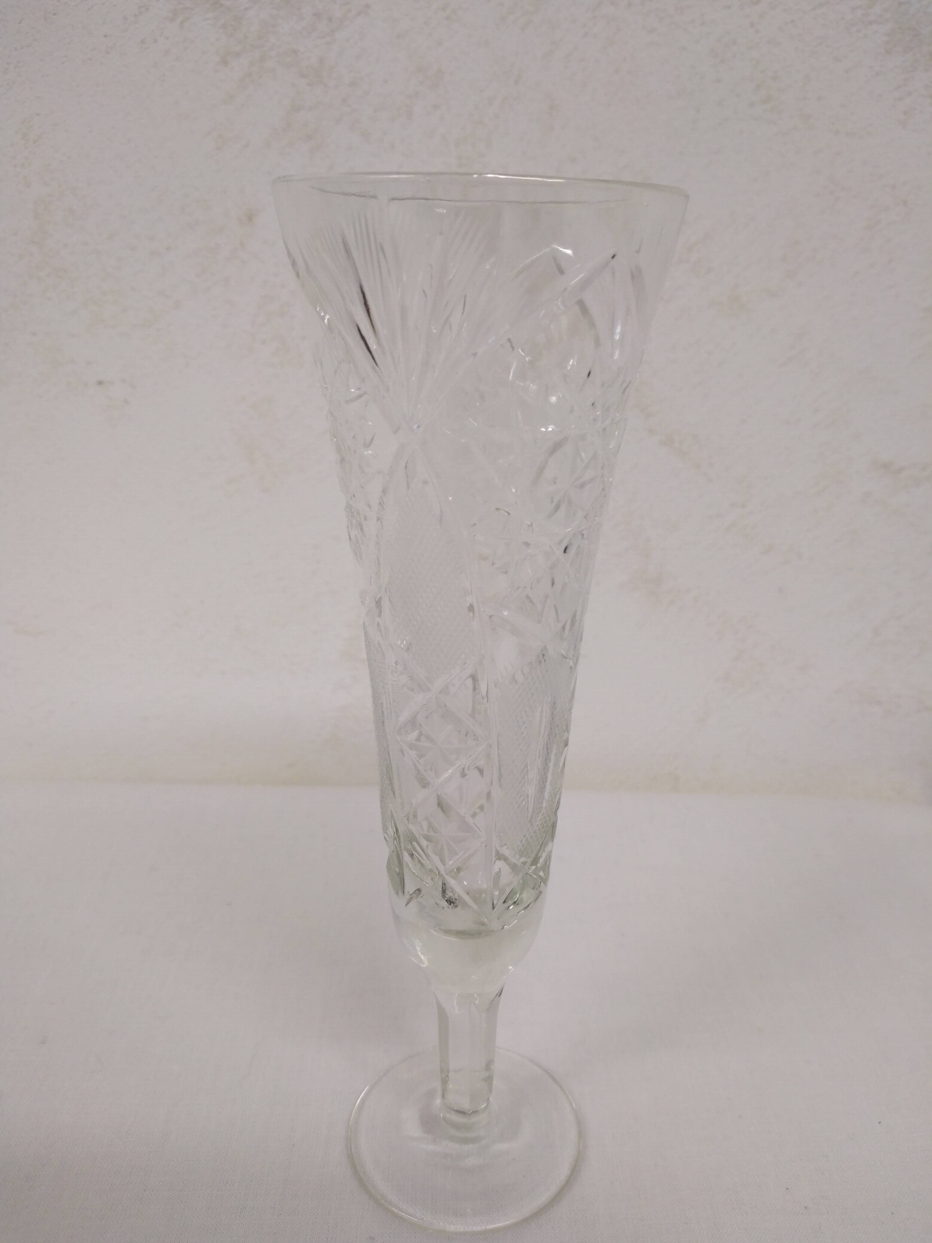 Cut crystal champagne flutes