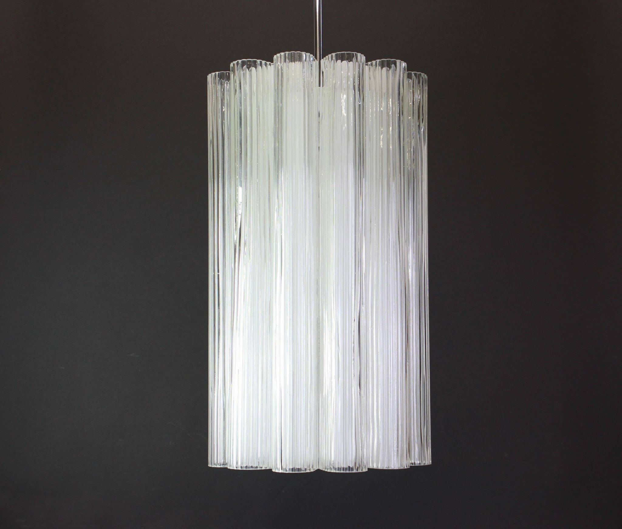 cylindrical pendant lights with crystal glass by Doria, Germany, 1960s.