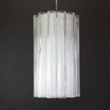 cylindrical pendant lights with crystal glass by Doria, Germany, 1960s.