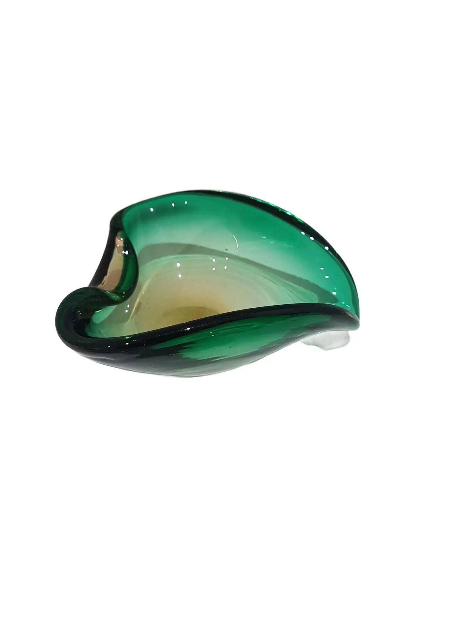 Ashtray, green-brown glass, designed by E. Beranek, Škrdlovice, Czechoslova