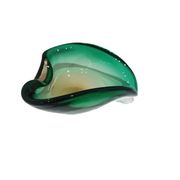 Ashtray, green-brown glass, designed by E. Beranek, Škrdlovice, Czechoslova