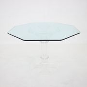 Table à manger lucite des années 1970 avec plateau en verre