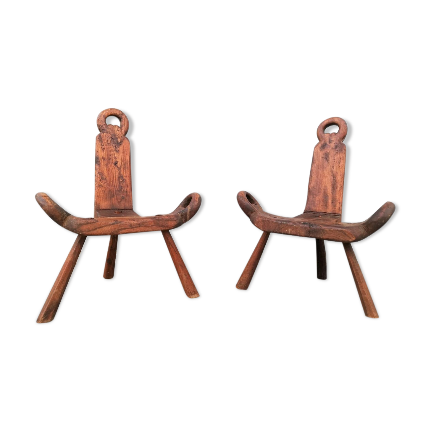 Paire de tabourets de traite brutalistes